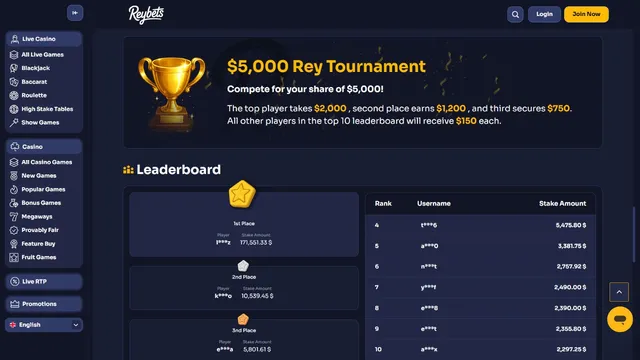 reybets casino tournaments