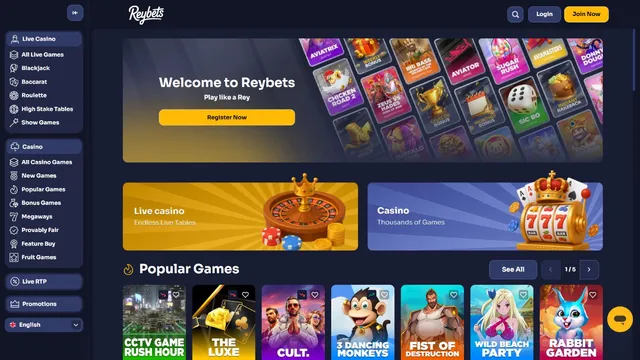 reybets casino website screen