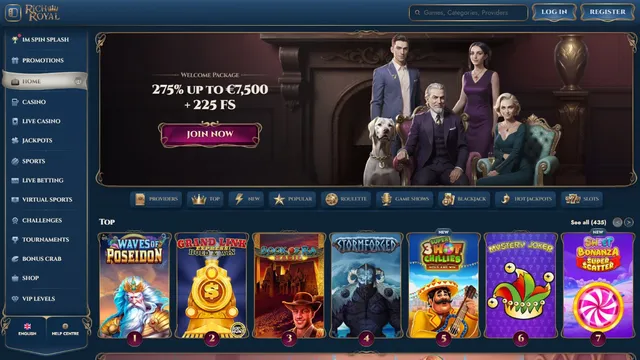 richroyal casino website screen