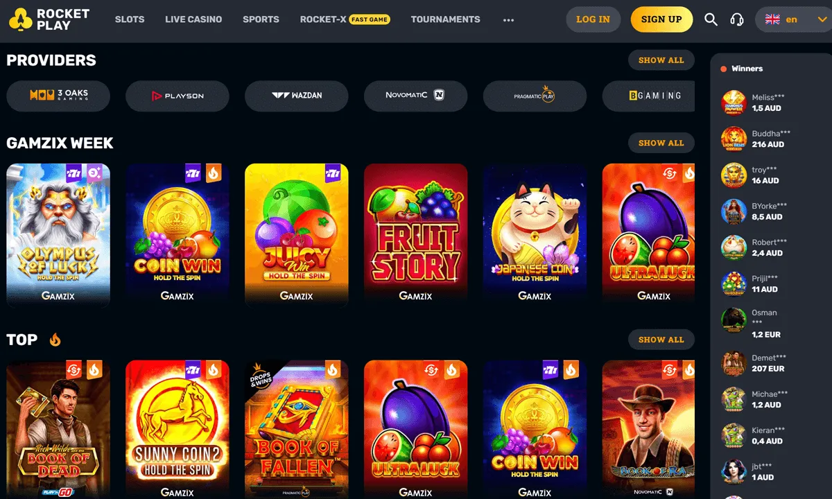 rocketplay casino games