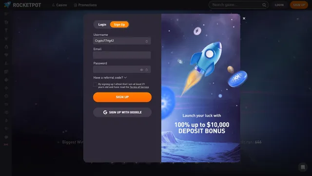 rocketpot casino registration