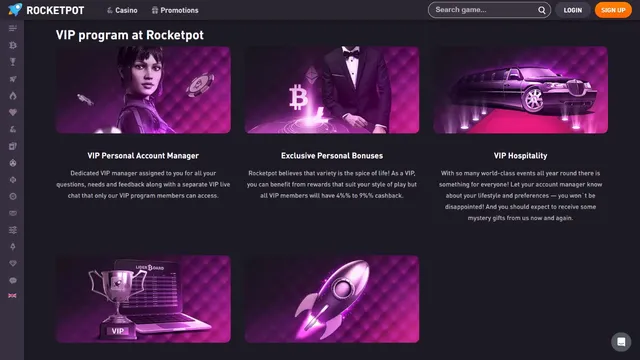 rocketpot casino vip club