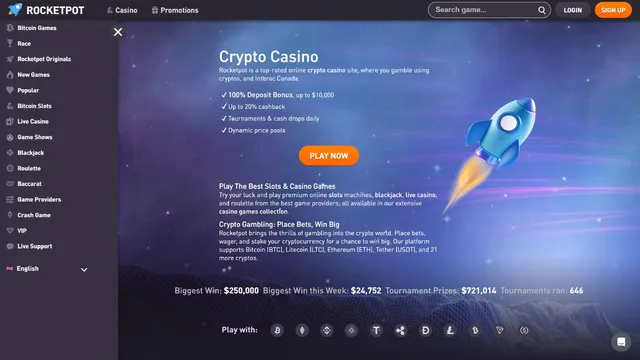 rocketpot casino website screen