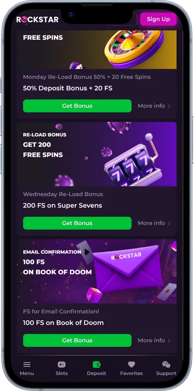 rockstar casino phone bonuses