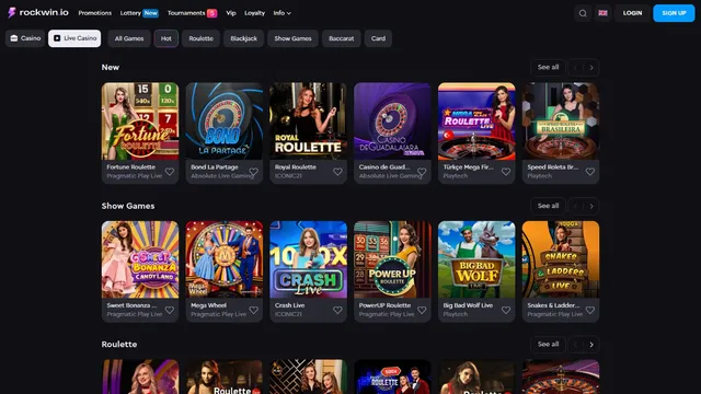 rockwin casino live games