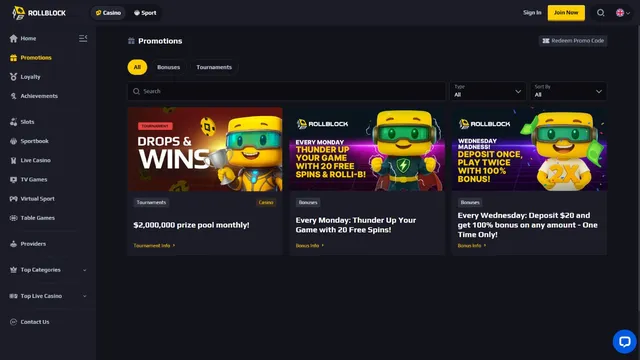 rollblock casino promotions
