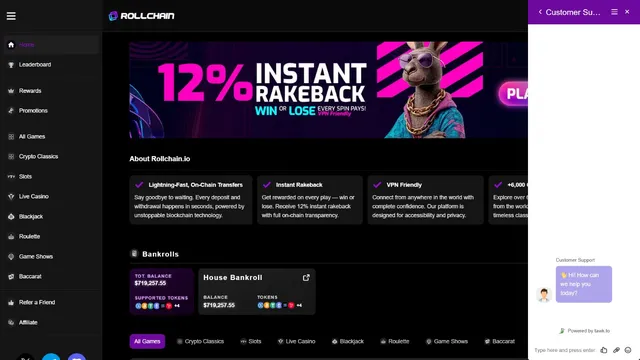 rollchain casino support