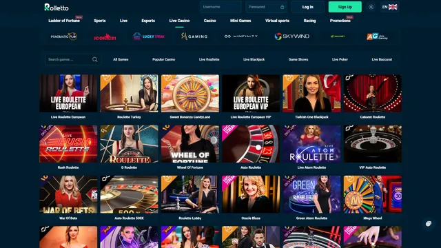rolletto casino live games