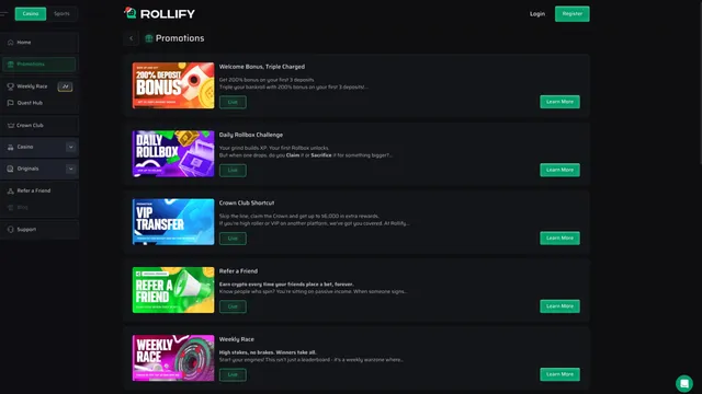 rollify casino promotions