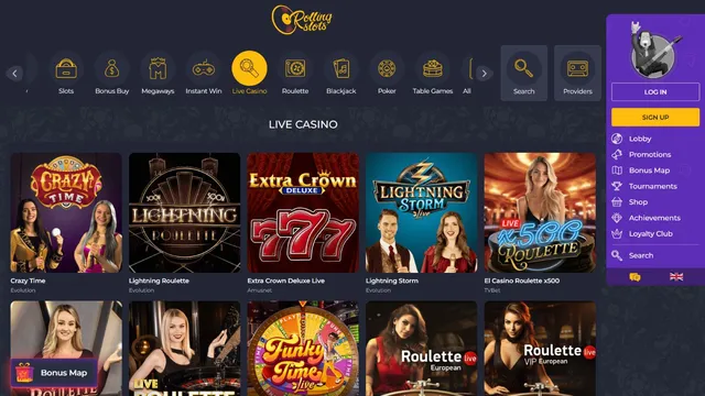 rollingslots casino live games
