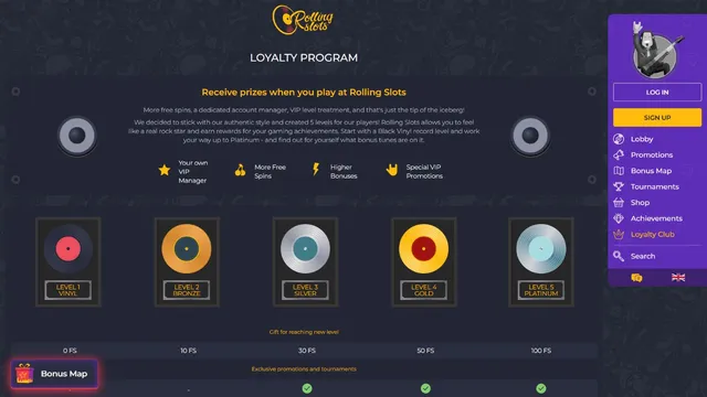 rollingslots casino loyalty program