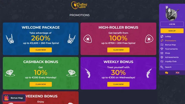 rollingslots casino promotions