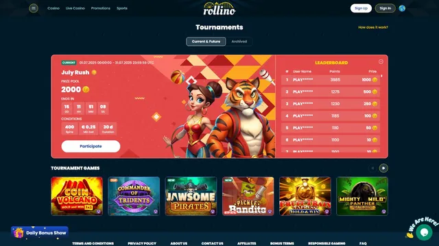 rollino casino tournaments
