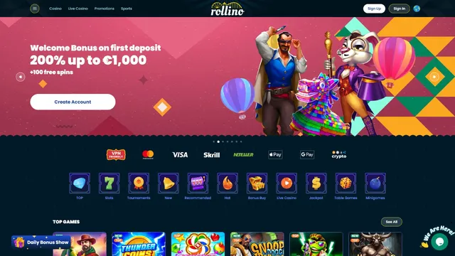 rollino casino website screen