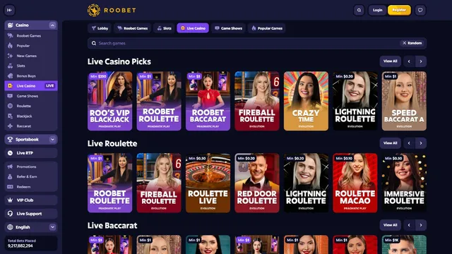 roobet casino live games