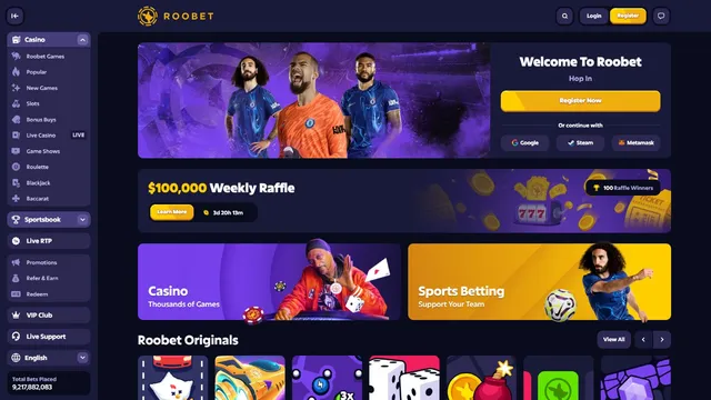 roobet casino website screen