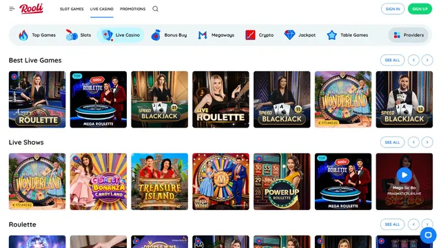 rooli casino live games