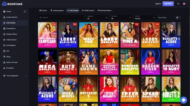 roostake casino live games