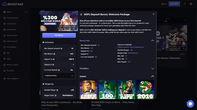 roostake casino welcome bonus