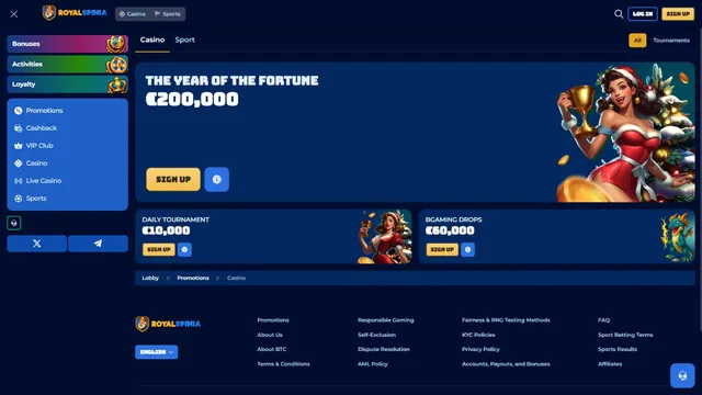 royalspinia casino promotions