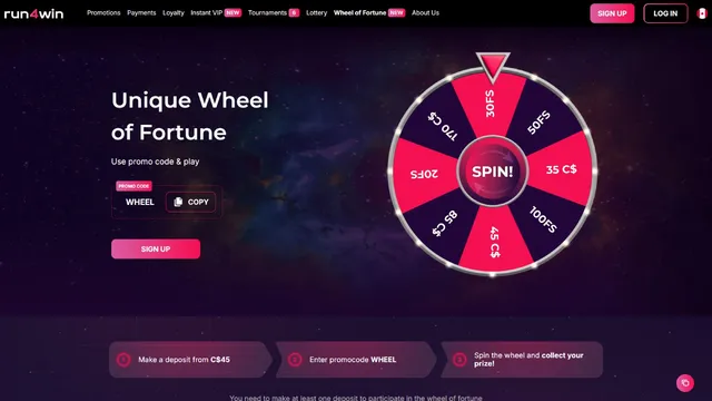 run4win casino fortune wheel