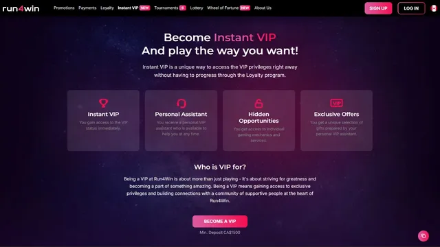 run4win casino vip club