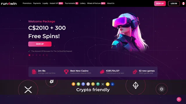 run4win casino website screen