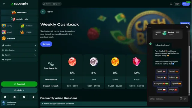 savaspin casino support