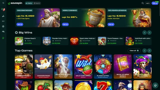 savaspin casino website screen