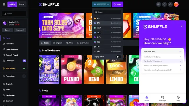 shuffle casino support