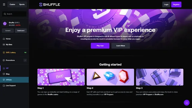 shuffle casino vip club