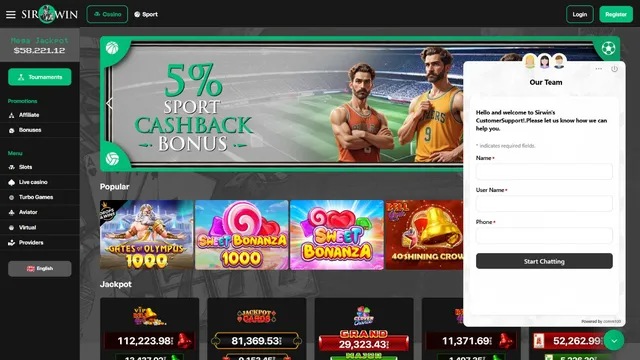 sirwin casino support