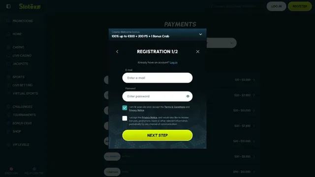 slotexo casino registration