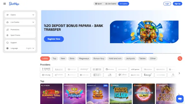 slotneo casino website screen