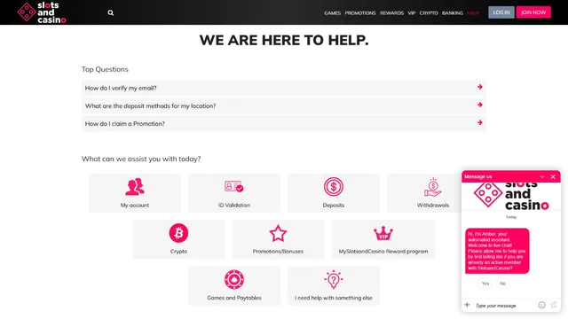 slots and casino support