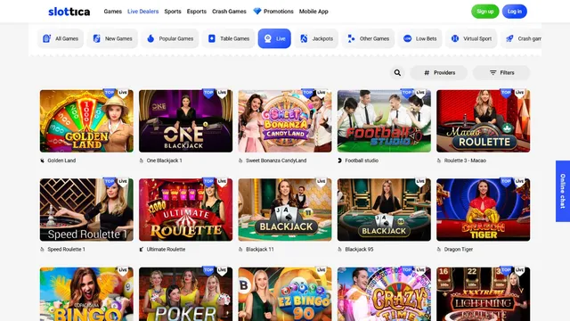 slottica casino live games