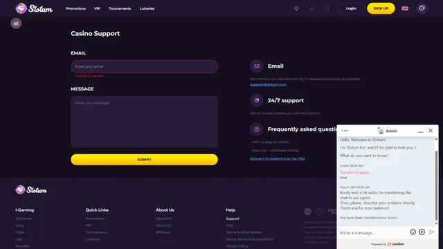slotum casino support