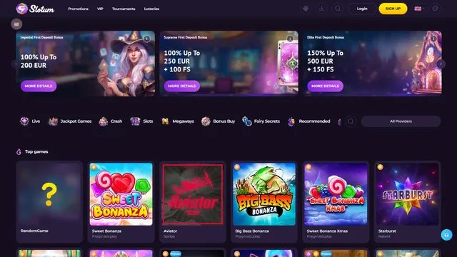 slotum casino website screen