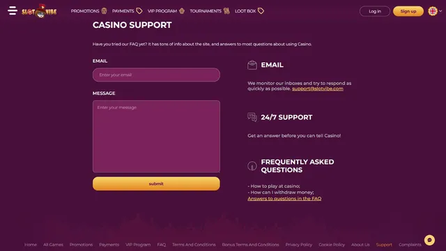 slotvibe casino support