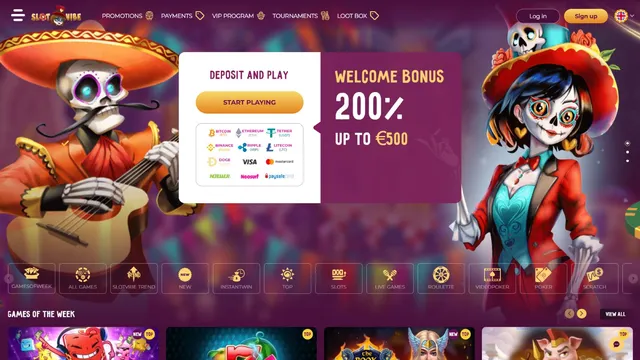 slotvibe casino website screen