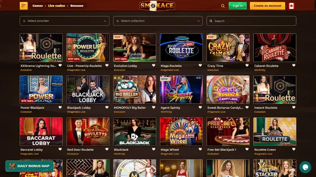 smokace casino live games