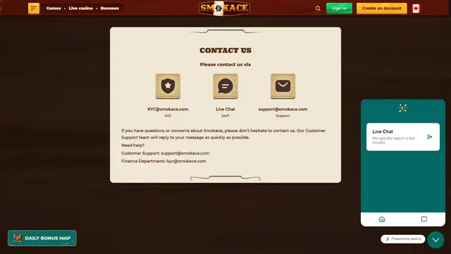smokace casino support