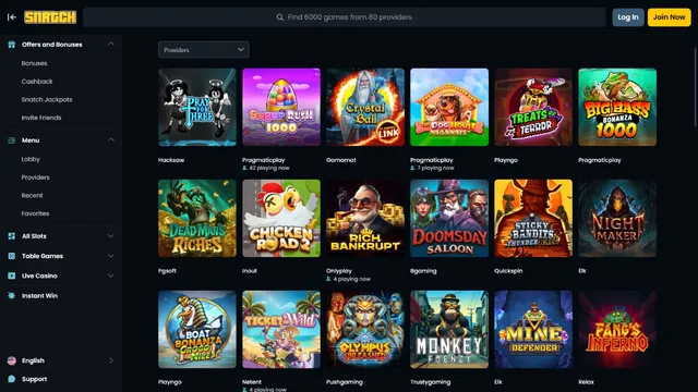 snatch casino website games