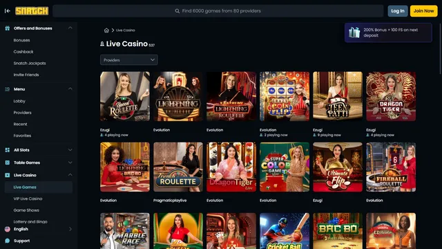 snatch casino website live games