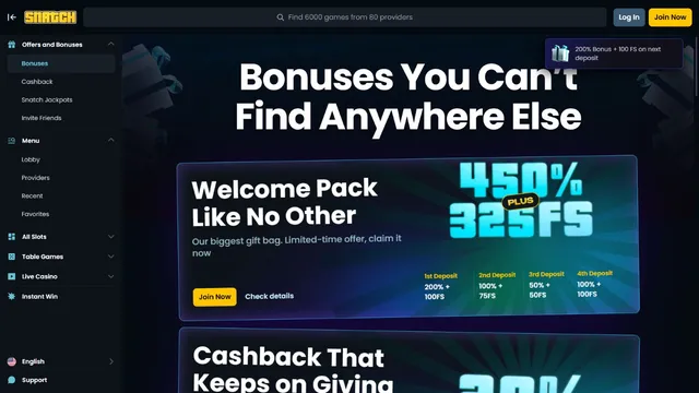 snatch casino website promotions