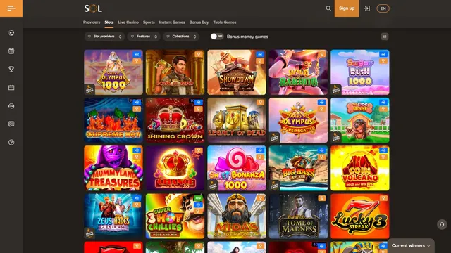 sol casino games