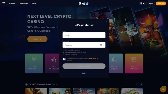 spinbet casino registration