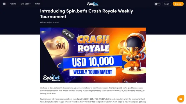 spinbet casino tournaments