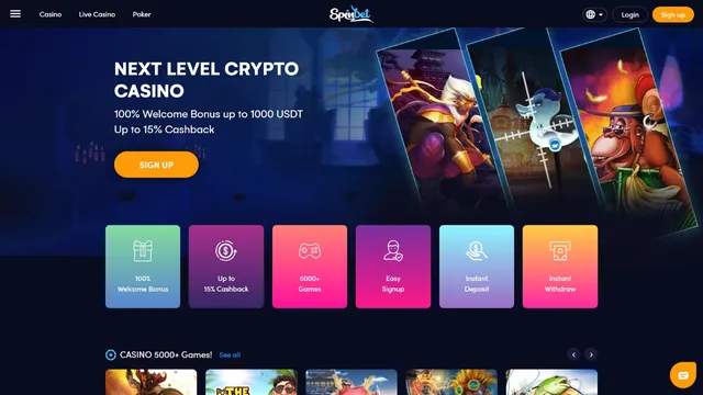 spinbet casino website screen