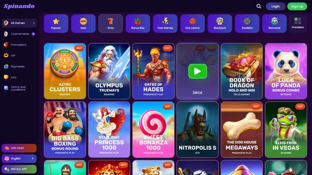 spinando casino games